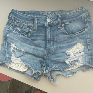 American Eagle rip/lace jean shorts